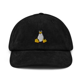 MTN TOOL Linux Tux Penguin Corduroy Hat Penguin Merch, Penguin Gift, Linux Hat, Programmer, Engineer, Gamer Black