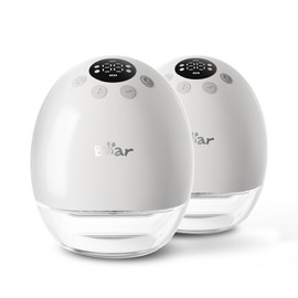 Bear Breast Pump Hands Free Wearable Breast Feeding Pump with 4 Modes & 9 Levels, Electric Breast Pump Ideal Rhythm for More Milk, Double Fit Flange More Fit & Discreet, (2 Packs, White)