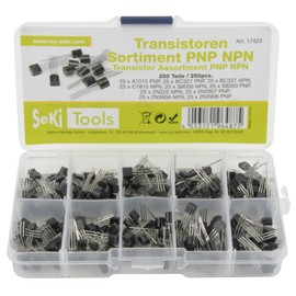 SeKi Transistor Assortment 250 Pieces - 10 Values TO-92; BJT A1015, BC327, BC337, C1815, S8050, S8550, 2N222, 2N2907, 2N3904, 2N3906