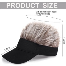Regilt Adjustable Sun Visor Hat with Wig Spiked Hairs Fashion Baseball Golf Cap for Men & Women (2pack Brown+Grey)