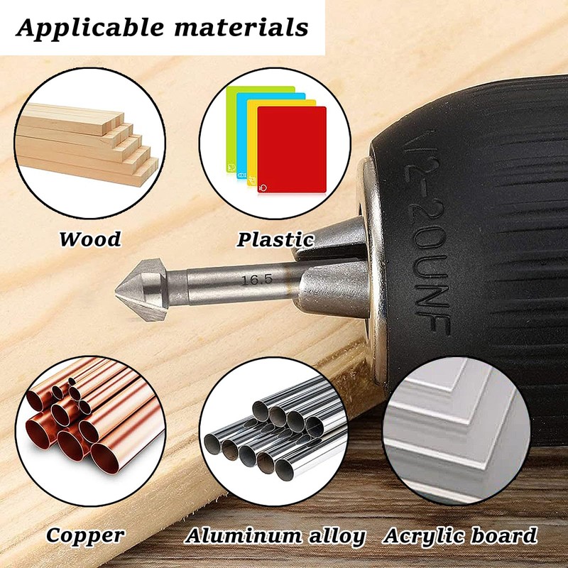 Begpoee 6-Piece HSS 90 Degree Countersink Drill Set, Countersink Drill