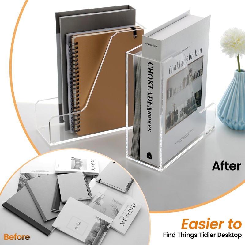 HeZone Acrylic Magazine Rack File Holder Desk Organizers and Storage