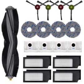 Replacement Parts Accessories Kit Fit for ECOVACS DEEBOT X1 Omni/X1 Turbo/X1 Plus Robot Vacuum, 4 Dust Bag, 4 Mop Cloth Pads, 1 Roller Brush, 4 Side Brushes, 4 Filters