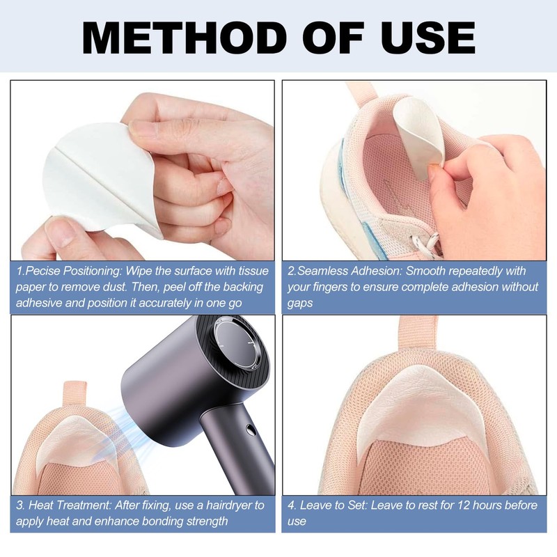 Shoe Heel Repair, 4 Pairs Self-Adhesive Inside Shoe Patches Kit