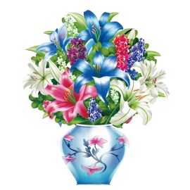 Lily Paper Flower Bouquets 3D Greeting Cards Gifts Women Wife Birthday Anniversary Get Well Cards with Note Card & Envelopecolor: Blue, CARD SIZE: 29*24.2cm