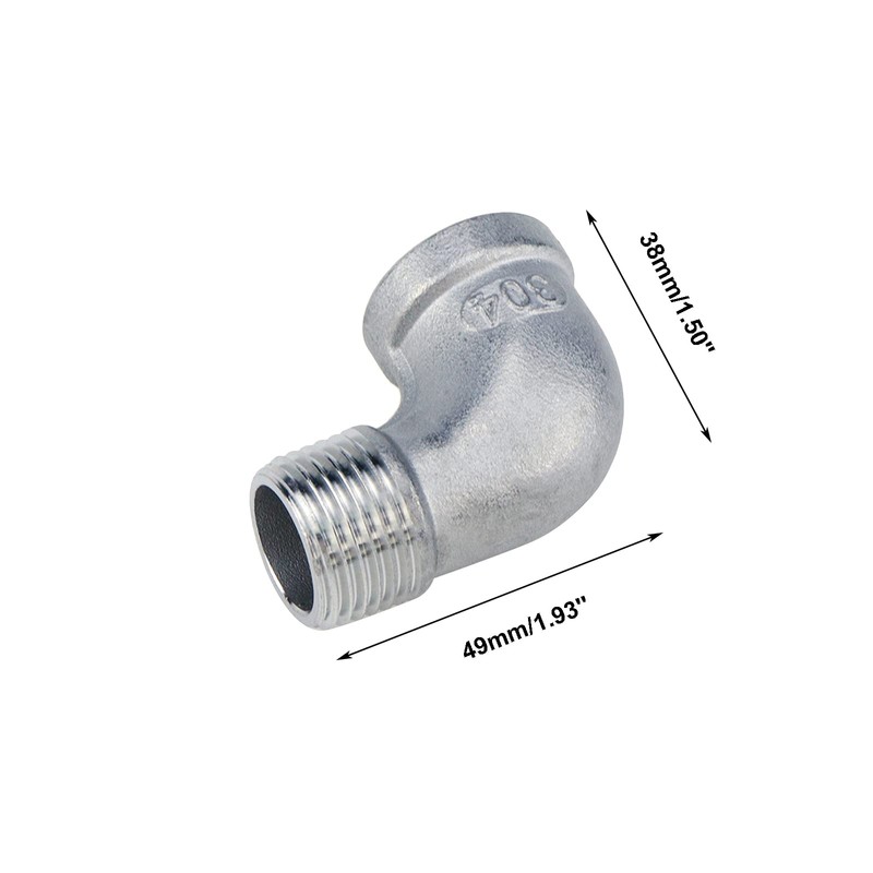 S SYDIEN 2Pcs 304 Stainless Steel 90 Degree Elbow 1/2"