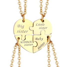 Yonhon Four 4 Sister Matching Necklace for 4