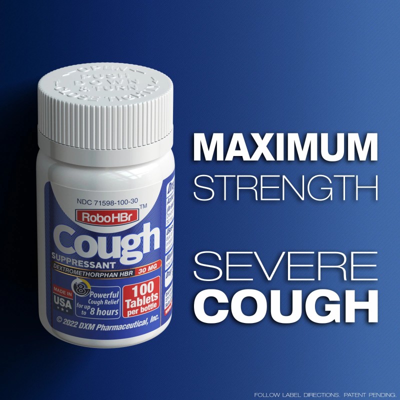 RoboHBr 3 PACK Cough Suppressant 100 Tablets 30mg Dextromethorph
