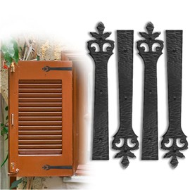 4 Pack 9" Black Faux Strap Hinges - Hand Forged Dummy Faux Hinge – Handmade Rustic Iron Hinges for Farmhouse Shutter, Carriage Doors, Barn Door, Castle Door, and Gates – The Tuscan Series