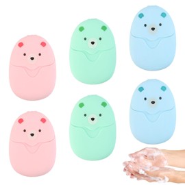 IETWATE 6 Boxes Soap Sheets for On the Go, Disposable Travel Mini Soap Paper, Portable Foaming Hands Soap Flakes, Soap Paper with Plastic Box, for Camping Travel On the Go Outdoor