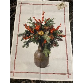 Le Telerie Toscane Italian Textile One KITCHEN TOWEL 100% Cotton 28x20” Beautiful Vase Bouquet New