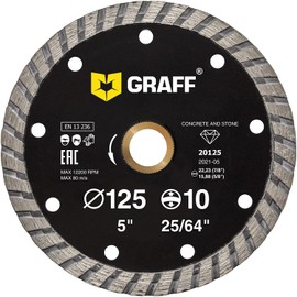 GRAFF 5 Inch Diamond Blade for Angle Grinder - Diamond Cutting Wheel for Cutting Stone, Marble, Granite, Brick, Masonry, Paving Flag, Concrete - Turbo Diamond Saw Blades - 125 mm