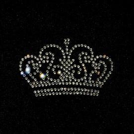 Set of 4 Bling Tiara Princess Rhinestone Iron On 2.5" Width Crown Diamante Hotfix Transfer DIY Decal Emblem Patch