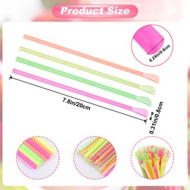 1500 Pcs Snow Cone Spoon Straws, Plastic Flexible Disposable Drinking Straws, Disposable Plastic Sip Stir Sticks for Milkshakes Smoothies, Snow cones, Shaved ice