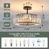 DAFKOS 4 Lights Modern Crystal Chandelier Black Round Semi Flush