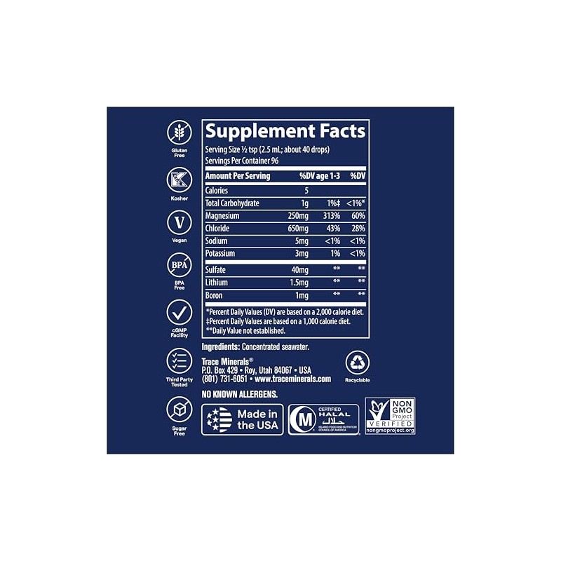 Trace Minerals ConcenTrace Trace Mineral Drops + Electrolytes, 288 Servings