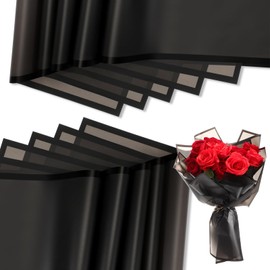 Ctosree 240 Sheet Flower Wrapping Paper Sheets Waterproof Florist Floral Flower Bouquet Wrapping Paper for DIY Crafts Gift Packaging Flower Shop Bouquet 22.8 x 22.8 Inch(Black)