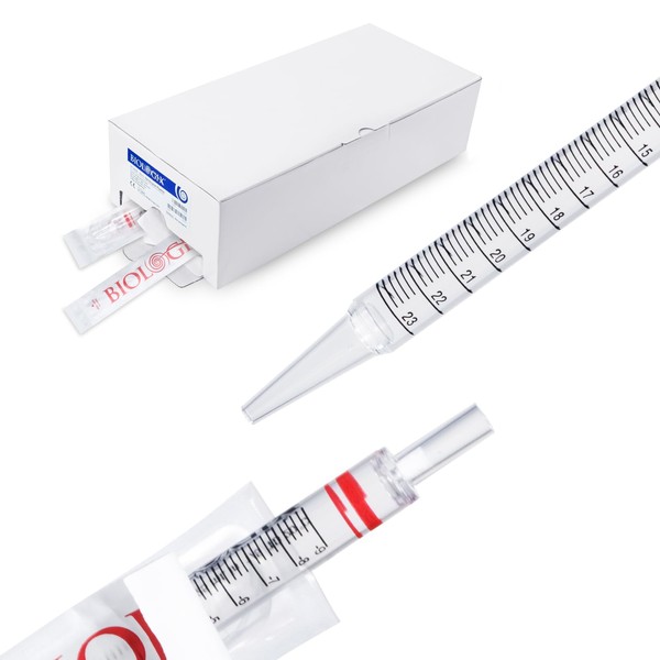 Biologix 200Pcs 25mL Serological Pipette, Polystyrene Disposable Graduated Lab Pipettes