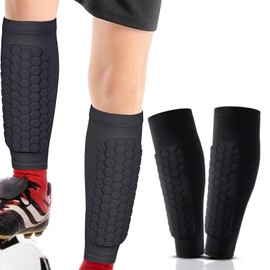1pair Shindefender Shin Guards,Shindefender Compression Sleeve with Honeycomb Pads,Antislip Collision Avoidance Protector for Soccer,Calf Protection Socks,for Adults,Children,Football,Skiing