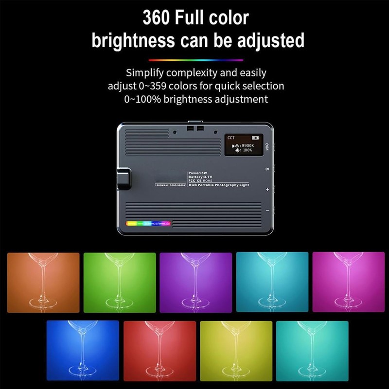 Kalofaye RGB Video Light, Pocket LED On-Camera Video Lights, 3000-9900K