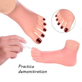 AORAEM Practice Fake Foot Flexible Movable Soft Silicone Fake Foot Tool for Nails Training Display Pink