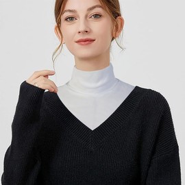 NLAND False Collar Removable Women's Turtleneck Dickey Collar Half Top Shirts Blouse Cotton Faux Fake Collar, White