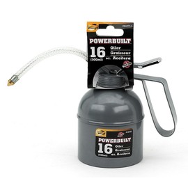 Powerbuilt Lata de lubricación de Aceite de Capacidad de 1 Pinta, Mango de Bomba de Palanca de Pulgar, Boquilla de Manguera Flexible, Coche, maquinaria, Multiuso 648751