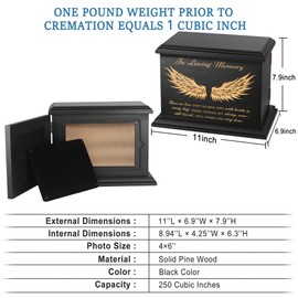 Cremation Memorial Urns for Human Ashes Adult Male Female, Wooden Picture Frame Urns Box and Casket for Men Women Child, Burial Funeral for Ashes