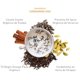 Nuestra Raíz | Cardamomo Chai - infusión blend con Té negro de hebra entera y especias orgánicas, libre de azúcar, libre de lácteos
