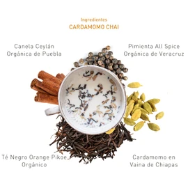Nuestra Raíz | Cardamomo Chai - infusión blend con Té negro de hebra entera y especias orgánicas, libre de azúcar, libre de lácteos