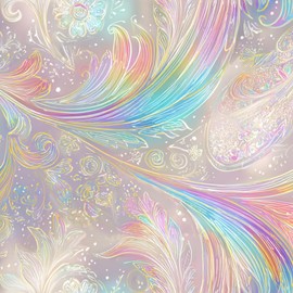 IOHEFY Rainbow Feather Wallpaper Peel and Stick 17.7" x 118.1" Pastel Swirl Floral Contact Paper Removable Self Adhesive Vinyl Wall Decor for Bedroom Kids Room Fairycore Style