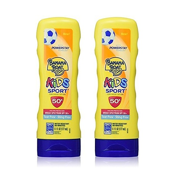 Banana Boat Kids Sport Tear-Free, Sting-Free Broad Spectrum Sunscreen Lotion, SPF 50+ - 7.5 Ounce (2-Pack)