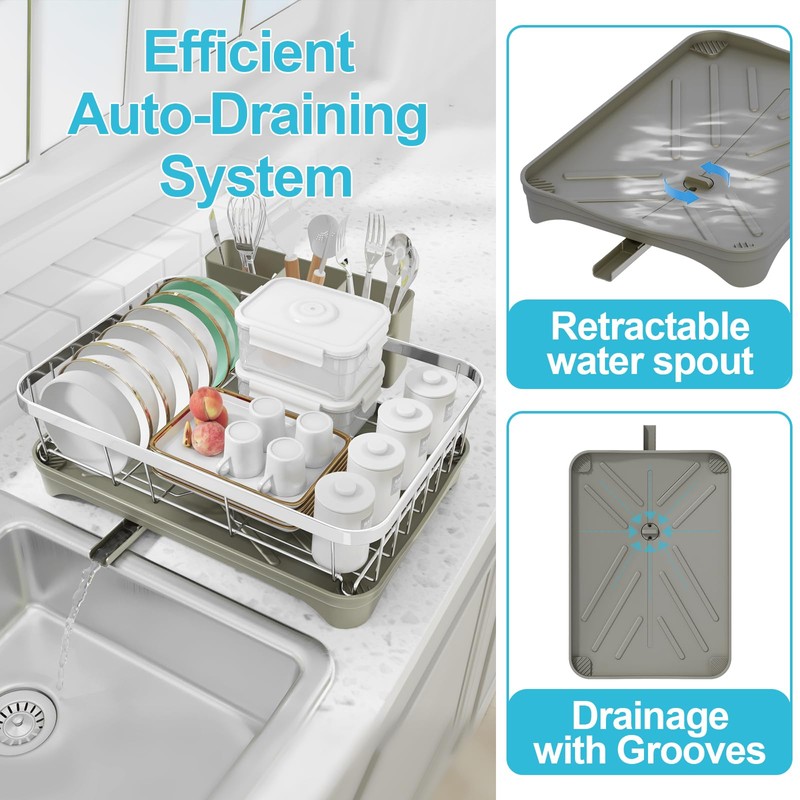HOMEBOSILY Dish Drying Rack - 304 Stainless Steel Dish Rack,