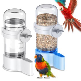 DAWZMR 2 PCS Automatic Bird Cage Water Dispenser, Parakeet Parrot Feeder Hanging Drinking