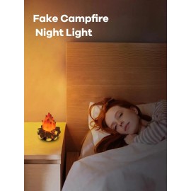 Fake Campfire Night Light, 3D LED Fire Pit Firewood Lamp, Small...