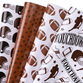 WRAPAHOLIC Football Wrapping Paper Sheet - 12 Sheets Rugby Football Helmet Theme Folded Flat for Boys Birthday, Super Bowl - 19.7 Inch x 27.5 Inch Per Sheet