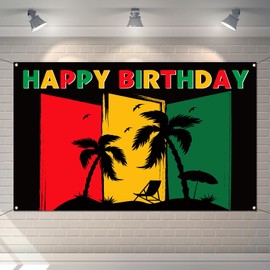 Buxiuer Reggae Happy Birthday Photo Booth Backdrop Jamaican Rastafari Summer Decoration Background Wall Decor