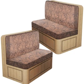 Leather Look RV Dinette Cushion Covers, Stretch Camper Cushion Slipcovers for Travel Trailer Couch RV Booth Seat, Replacement Camper Sofa Chair Protector (2 Backrest Cover & 2 Bench Cover,Light Brown)