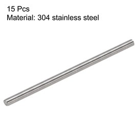 sourcing map 15Pcs M6 x 120mm Fully Threaded Rod 304 Stainless Steel Right Hand Threads,M6-1.0 Thread Pitch