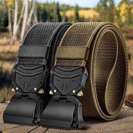 BULLIANT Men Belt Multi Pack,Tactical Stretch Belt Adjustable For Rigger Military Heavy Duty Work 1.5"-Cut For Fit(Black/Wood Thrush,42"-46" Waist Adjustable)