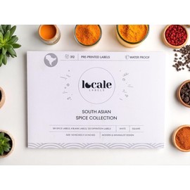 312 South Asian & Indian Spice Labels for Spice Jars including Best by Labels for Storage Organization & Kitchen Pantry- South Asia Spice Collection (White, Square)