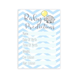 The Little Party Company Baby Shower Blue Chevron Prediction Cards - 10 Pack Cute Elephant Design (BSBCHEVP)