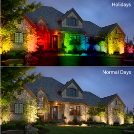 GOODSMANN Low Voltage RGBW Landscape Spotlight Lights 12W 9 Color LED Changing Outdoor Landscape Lighting, Bronze 12V Tree Light & Wall Wash Light for Yard & Garden Festive Decorative Light