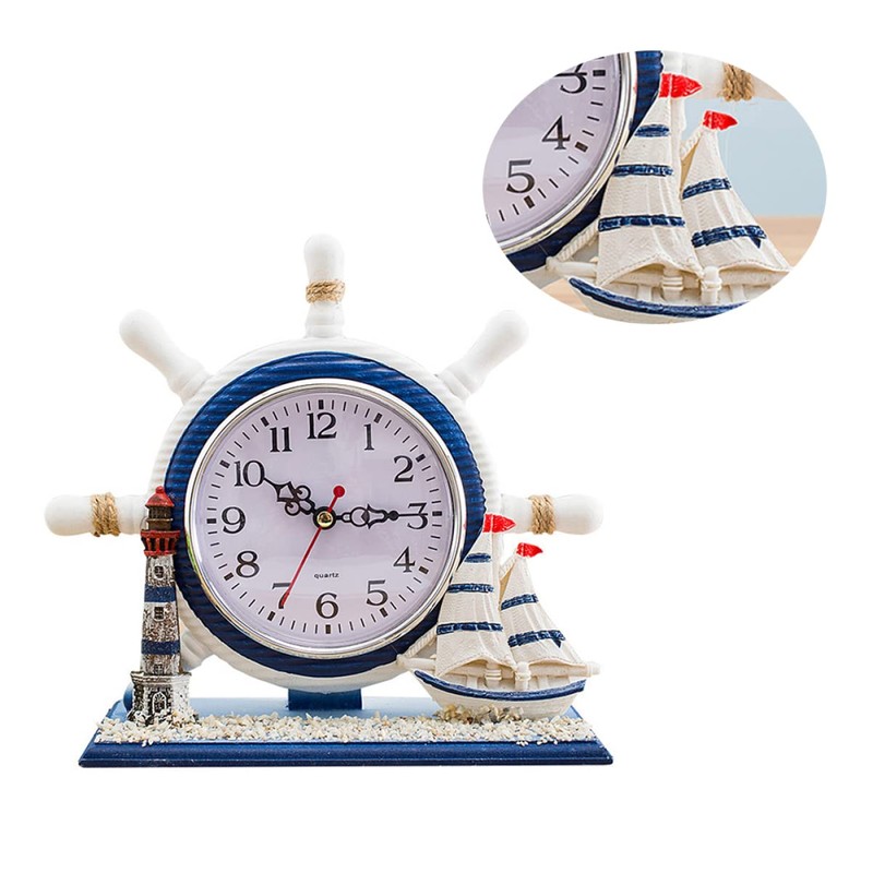 GRIRIW 1Pc Nautical Style Silent Clock Artistic Sailboat Design for