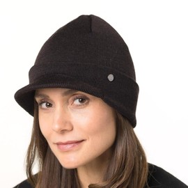 Lierys Fine Merino Knitted Hat Ladies’/Men’s in Black (Visor 4.8 cm) | Winter hat Made Merino Wool | Knitted hat in one Size (54-59 cm) | Cap Visor Autumn/Winter