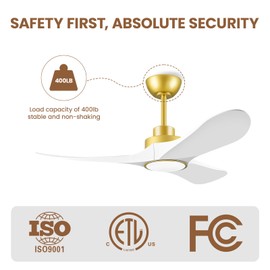 Lukmi 42" Ceiling Fans with Lights, Low Profile ABS Ceiling Fan with Remote Control, DC Motor, Reversible, 3CCT, Dimmable, Noiseless, Indoor Outdoor Ceiling Fans for Bedroom, Living Room, Dining Room