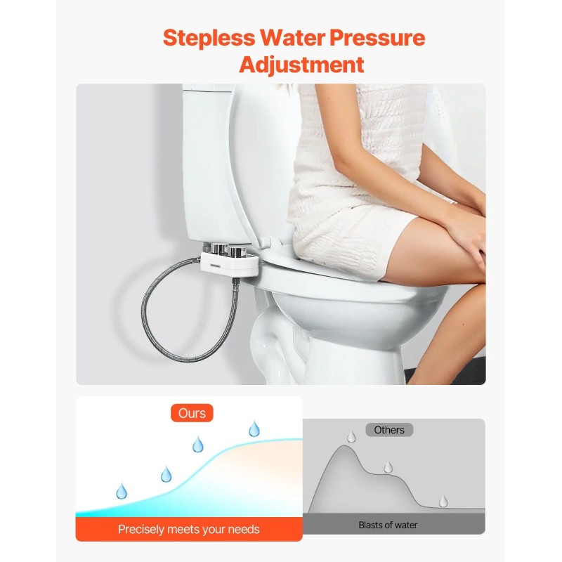 Dual Retractable Nozzles Modern Toilet Bidet Attachment White Non-Electric Seat