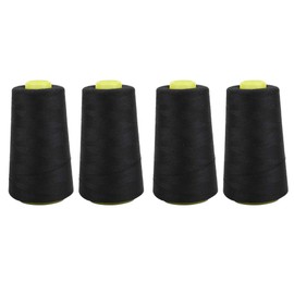 4 Cones (3000 Yards Each) Sewing Threads Polyester Threads Spool of Threads (402#) for Sewing Machine and Hand (Black)