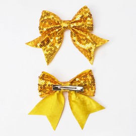 Koolgil 3-inch Sequined Bow Hair Clips For Baby Girls, Toddler, Kids and Young Women Birthday Party Wedding Christmas Occasions Pet Accessories Set of 2 (Black)