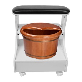 KONKENIE Foot Rest Pedicure Manicure Funiture Footbath Stool with Wheels Foot Bath Trolley Multi-Functional Massage Table Salon Supplies Beauty Tool for Home Salon Spa (Black)